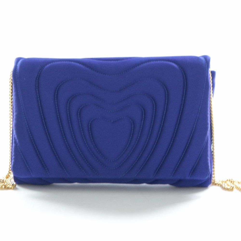 Escada Women's Satin Clutch Chain Shoulder Dark Cobalt